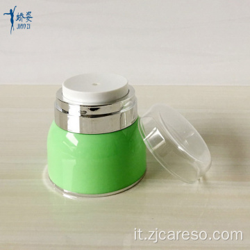 Vaso cosmetico senz&#39;aria verde per crema per la cura della pelle